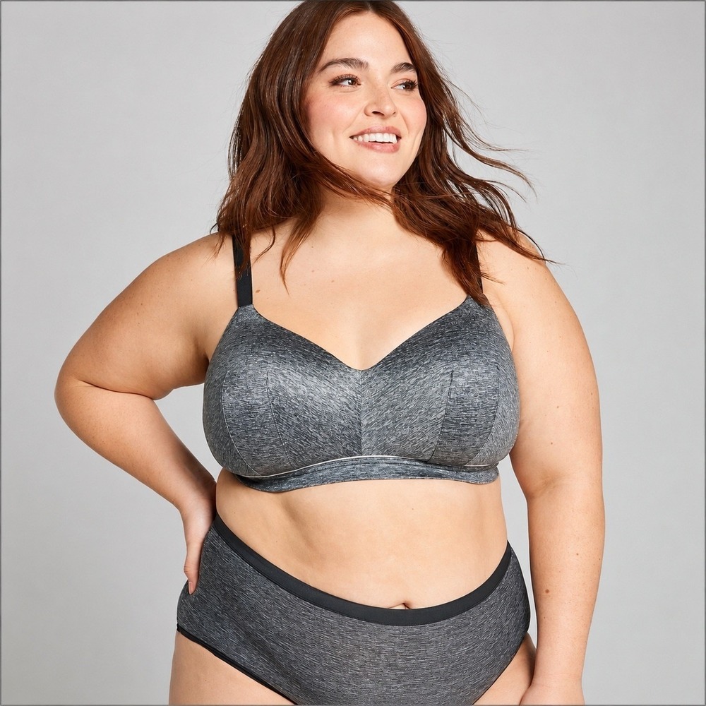 Cacique Lightly Lined Lounge Bra Wireless Pullover Comfort Heather Gray 42DD